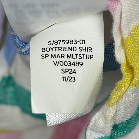 GAP Womens Size Small Bright Pastel Striped Button Down Linen Boyfriend Shirt - Picture 6 of 7